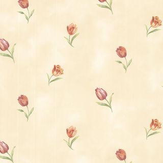 Rustic Beige Rose Toss Wallpaper