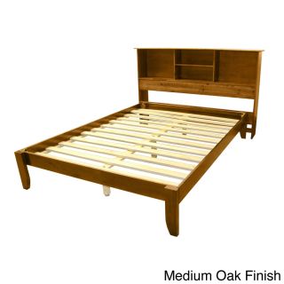 Epicfurnishings Scandinavia King size Solid Wood Platform Bed With Headboard Bookcase Beige Size King