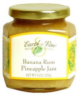 Earth & Vine Provisions Banana Rum Pineapple Jam, 9 Ounce Jars (Pack of 3)  Jams And Preserves  Grocery & Gourmet Food