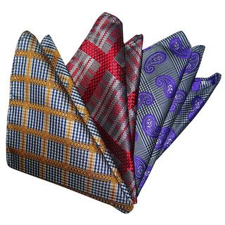 Dmitry Mens Italian Silk Pocket Squares (pack Of 3)
