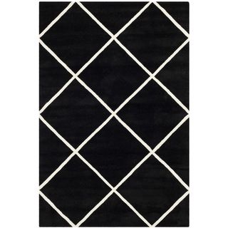 Safavieh Contemporary Handmade Moroccan Chatham Black/ Ivory Wool Rug (5 X 8)
