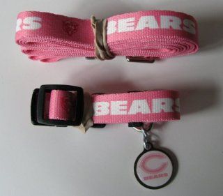 Chicago Bears PINK Pet Set Dog Collar Leash ID Tag SMALL Sports & Outdoors
