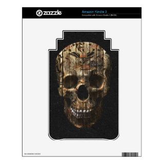 Vintage American Tattoo Skull Wood Stripes Texture Decal For Kindle 3