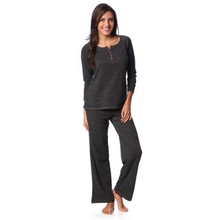 Aegean Apparel Aegean Apparel Womens Charcoal Marl Henley And Lounge Pant Set Black Size S (4  6)
