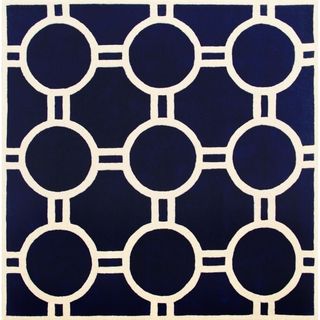 Safavieh Handmade Moroccan Chatham Dark Blue/ Ivory Wool Area Rug (7 Square)