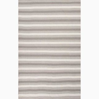 Hand made Gray/ Ivory Polyester Reversible Rug (5x8)