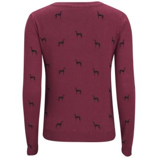 Brave Soul Womens Hound Print Jumper   Red      Womens Clothing