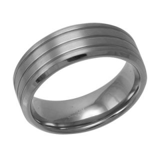 Mens 8.0mm Grooved Wedding Band in Titanium   Zales