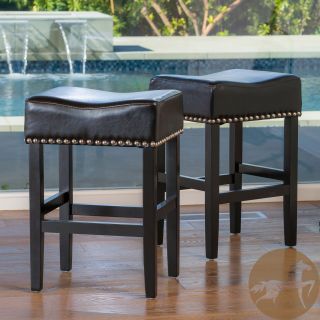 Christopher Knight Home Lisette Backless Black Leather Counter Stool (set Of 2)