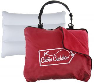 Cabin Cuddler Fleece Blanket w/Foot Pocket & Inflatable Pillow in Tote —