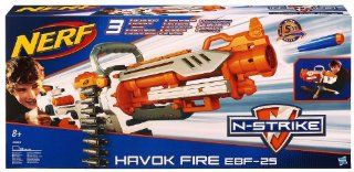 NERF N Strike Elite Vulcan/Havok Fire EBF25 Dart Blaster (Blue & White) Toys & Games