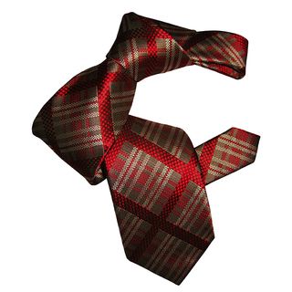 Dmitry Mens Red Plaid patterned Italian Silk Tie