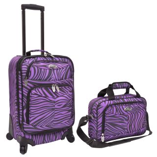 U.s. Traveler Purple Zebra 2 piece Expandable Carry On Spinner Luggage Set