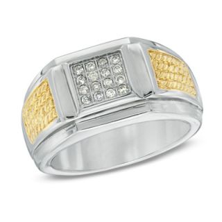 Mens Shaquille ONeal Diamond Accent Ring in Two Tone Stainless Steel