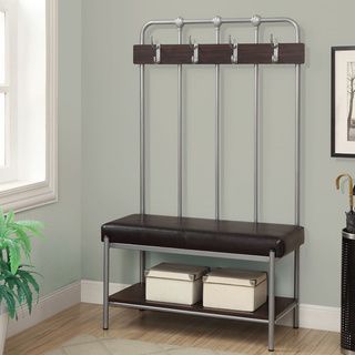 Monarch Tall Silver/ Brown Entryway Bench