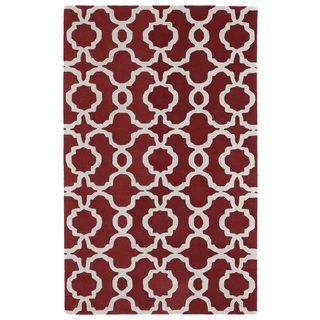 Hand tufted Cosmopolitan Trellis Red/ Ivory Wool Rug (8 X 11)
