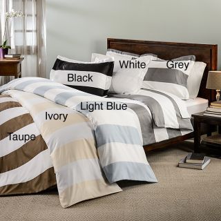 Home City Inc. Cabana Striped 3 piece Duvet Cover Set Off White Size Full  Queen