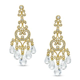 AVA Nadri Cubic Zirconia and Crystal Chandelier Earrings in Brass with