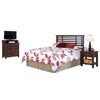 Home Styles Cabin Creek Queen Headboard, Media Chest and Nightstand Set