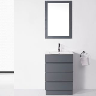 Virtu Virtu Usa Bruno 24 inch Grey Single Sink Vanity Set Grey Size Single Vanities