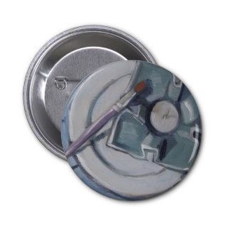 Pottery and paintbrush Still Life Painting Button