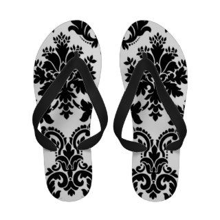 Damasks in Black & White   Customized Flip Flops