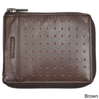 Brandio Mens Bi fold Perforated Leather Wallet
