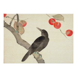 柿に烏, 抱一 Persimmon and Crow, Hōitsu Posters