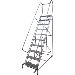 Cotterman Rolling Steel Ladder — 450-Lb. Capacity, 10-Step Ladder, 24"L x 10"W x 100in.H Platform, Model# D046009507  Rolling Ladders   Platforms