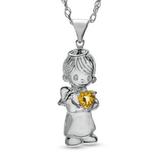 Precious Moments® 4.0mm Citrine Boy Angel Pendant in Sterling Silver