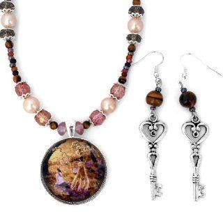 Lenore Raven Poe Graveyard Dark Art Handmade Jewelry Set Earrings Necklace Pendant Necklaces Jewelry