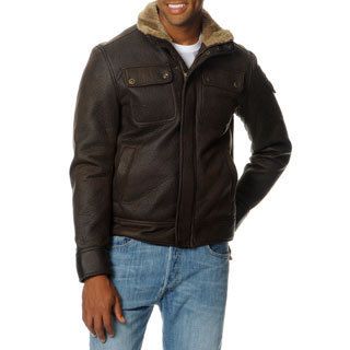 Excelled Mens Aviator Faux Shearling Jacket