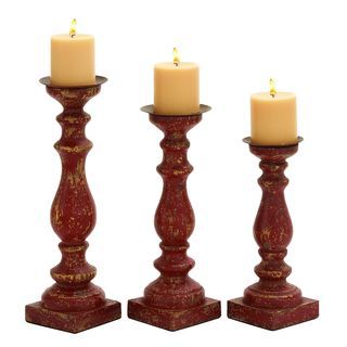 Wooden Candle Holder With Minutely Carved Details (set Of 3)
