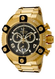 Invicta 0340  Watches,Mens Arsenal/Reserve Chronograph Black MOP Dial 18k Gold Plated Stainless Steel, Chronograph Invicta Quartz Watches