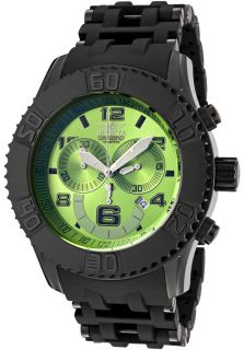 Invicta 6714  Watches,Mens Sea Spider Chronograph Green Dial Black Polyurethane and Black Ion Plated, Chronograph Invicta Quartz Watches