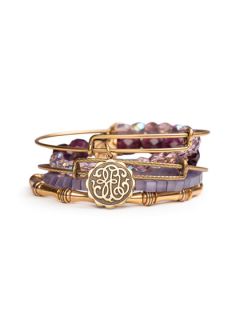 Set Of 5 Purple & Gold Path Of Life Bangle Bracelets by Alex & Ani