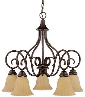 Nuvo Lighting 60/2892 Moulan 5 Light Chandelier with Champagne Linen Glass, Copper Bronze    
