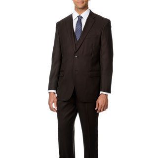 Caravelli Caravelli Italy Mens Superior 150 Brown Shark Pattern 3 piece Vested Suit Brown Size 36R