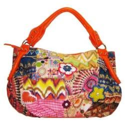Womens Blingalicious Canvas Patch Handbag Q4802 Orange