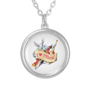 Alice's White Rabbit says, "I love Alice" Personalized Necklace