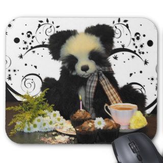 Panda Bear Mousepad Mousemat, With Tea And Cakes