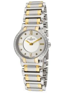 JACQUES LEMANS GU227K  Watches,Womens White Diamond Silver Dial Two Tone Stainless Steel, Casual JACQUES LEMANS Quartz Watches