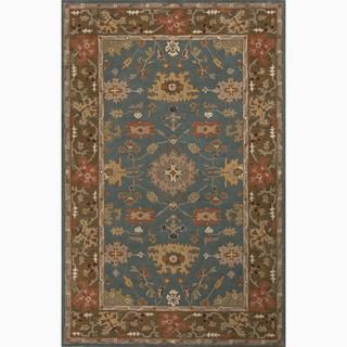 Hand made Blue/ Brown Wool Easy Care Rug (3.6x5.6)