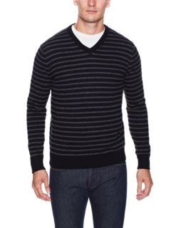 Cashmere Stripe V Neck Sweater by Dartmoor