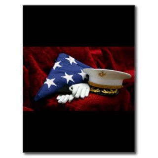 U.S. Marine Corps Official Hat, Gloves, and Flag Post Card