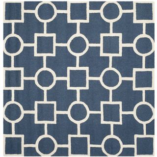 Safavieh Handmade Moroccan Cambridge Squares and circles Navy/ Ivory Wool Rug (8 Square)