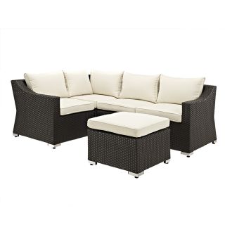 Rattan Patio Espresso 5 piece Sectional With Cushions