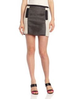 Tracy Reese Women's Perforated Front Skirt, Black/Ecru, 0