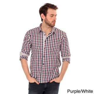 Filthy Etiquette Something Strong Mens Slim Fit Two tone Plaid Shirt Purple Size S