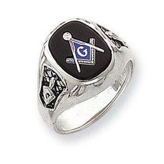 IceCarats Designer Jewelry Size 10 14K White Gold Mens Masonic Ring IceCarats Jewelry